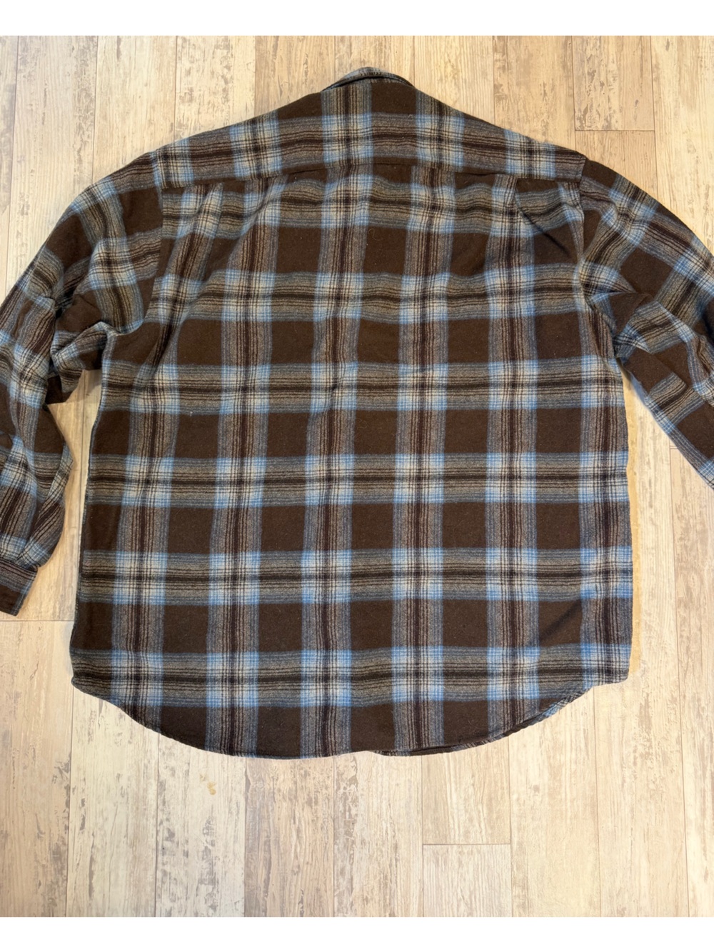 Pendleton Brown and Blue Plaid Button-Down Wool Outdoor Shirt Jacket - Picture 8 of 8